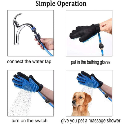 3-in-1 Pet Bathing Tool Sprayer Massage Glove and Pet Hair Remover