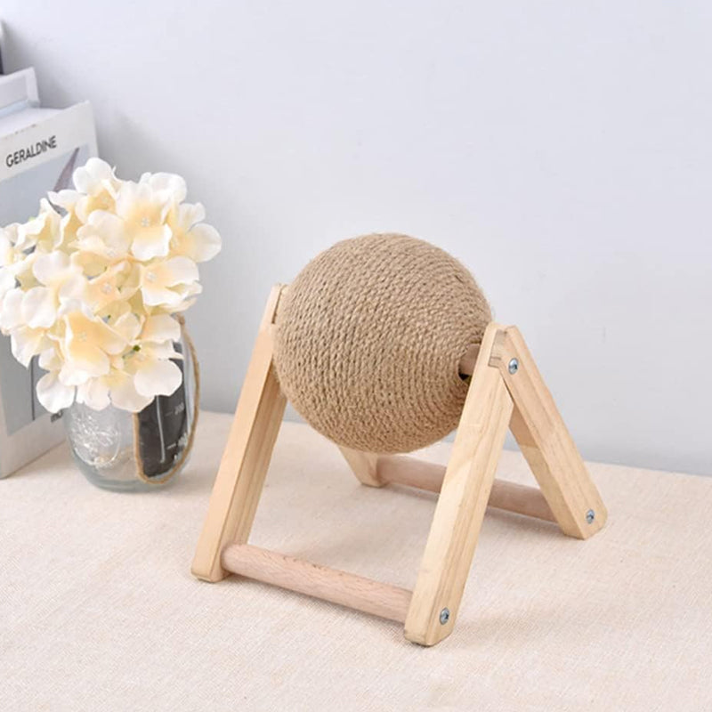 Cat Wooden Scratching Post Interactive Sisal Pet Scratching Ball