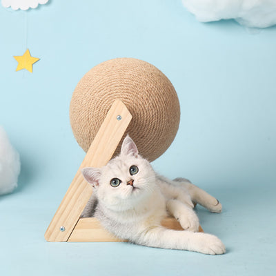 Cat Wooden Scratching Post Interactive Sisal Pet Scratching Ball