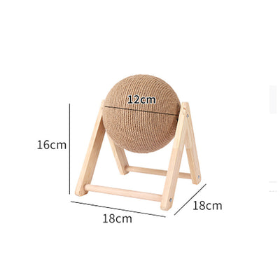 Cat Wooden Scratching Post Interactive Sisal Pet Scratching Ball