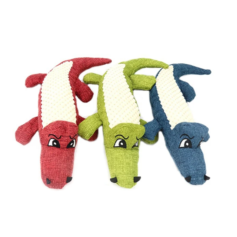 Pet Chew Toys Interactive Cartoon Plush Alligator Shape Dog Grinding Teeth Training Supplies