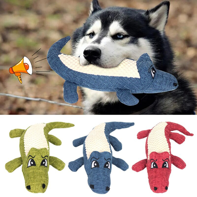 Pet Chew Toys Interactive Cartoon Plush Alligator Shape Dog Grinding Teeth Training Supplies