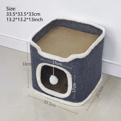 Cozy 3-Tier Cat Bed with Soft Mat and Plush Hideaway