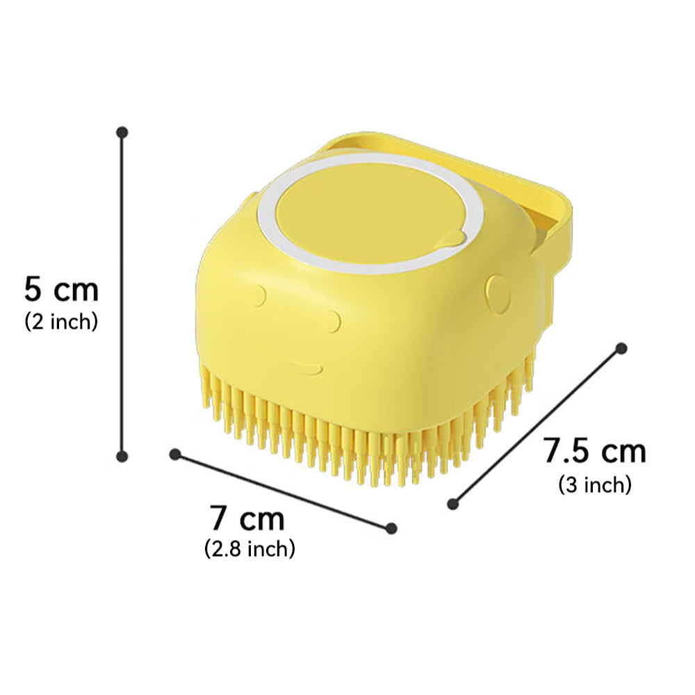 Dog Bathing Brush Pet Massage Brush Shampoo Dispenser Soft Silicone Brush