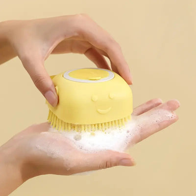 Dog Bathing Brush Pet Massage Brush Shampoo Dispenser Soft Silicone Brush