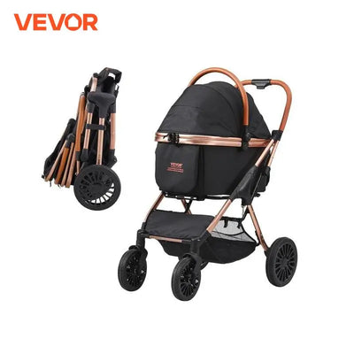 VEVOR 66 lbs Pet Foldable Stroller for Small to Medium Dogs