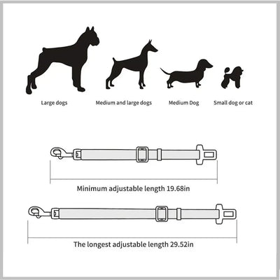 Adjustable Dog Harness with Car Seat Belt Attachment