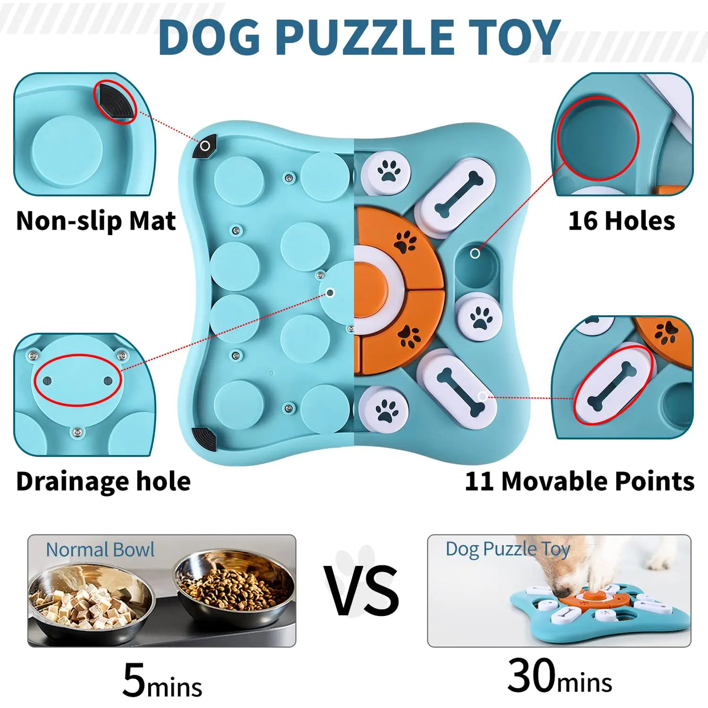 Dog Toys Slow Feeder Interactive Increase Puppy IQ Food Dispenser Slowly Eating NonSlip Bowl Pet Puzzle Cat Dogs Training Game