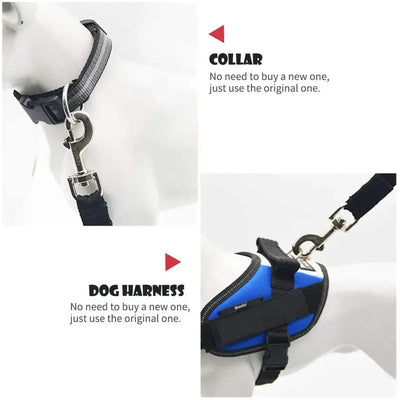 Adjustable Dog Harness with Car Seat Belt Attachment